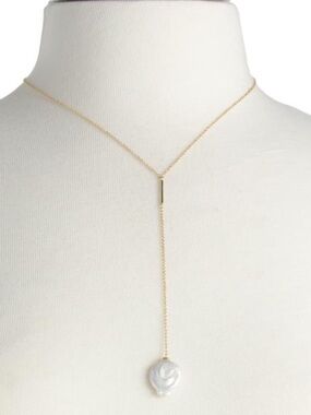 Kendra Scott Andi Gold Baroque Pearl Y Necklace New